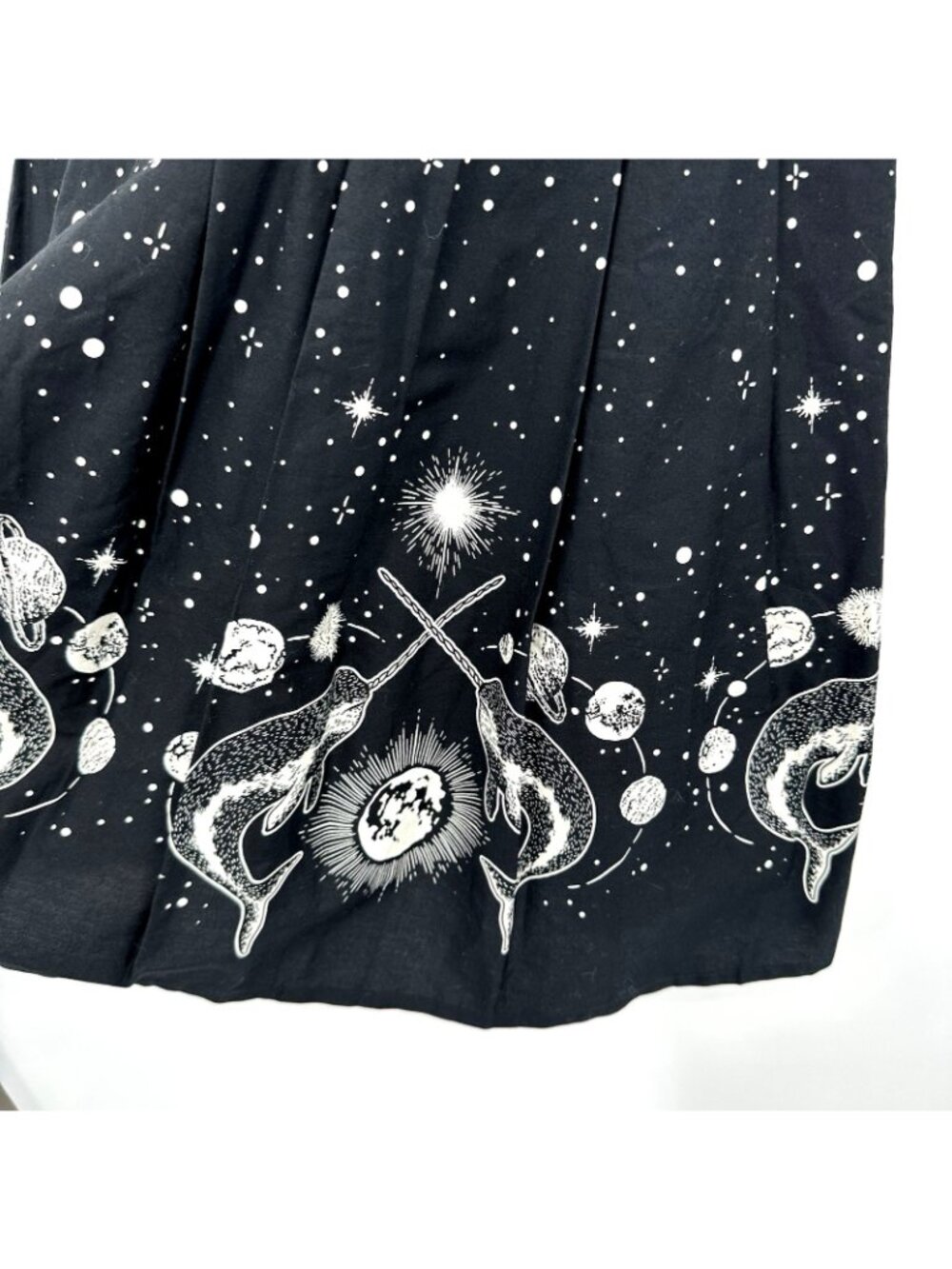 DANGERFIELD cosmic border print dress 6 whales celestial stars space galaxy goth - Picture 6 of 12